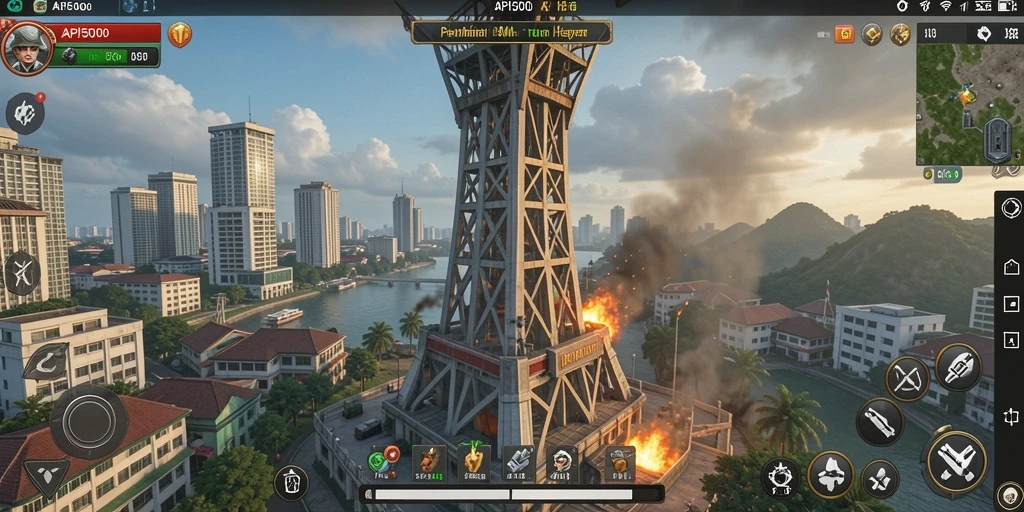 Tampilan menarik dari aksi Tower Defense di API5000.