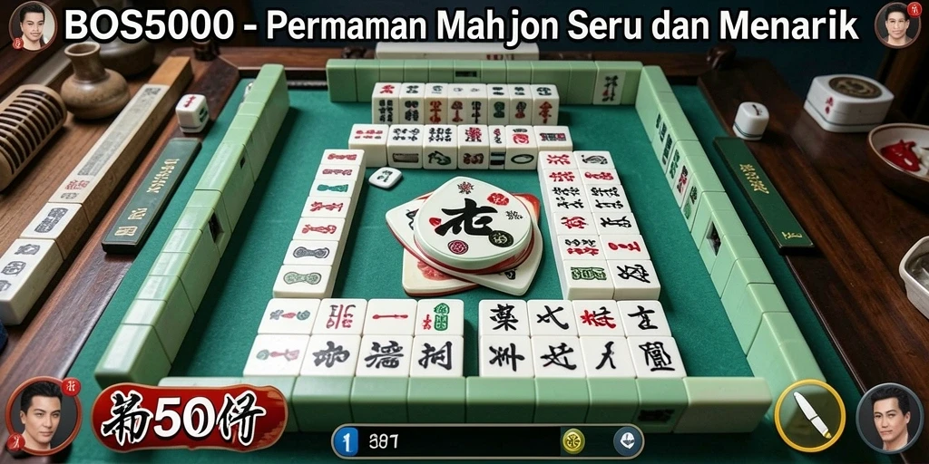 Screenshot gameplay BOS5000 menampilkan suasana bermain Mahjong yang menarik.