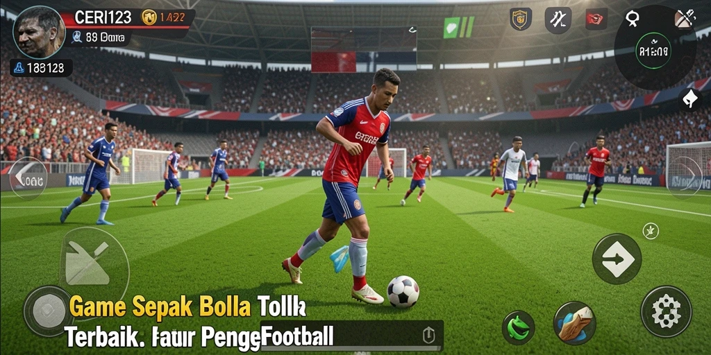 Screenshot gameplay CERI123 yang penuh aksi di lapangan sepak bola.
