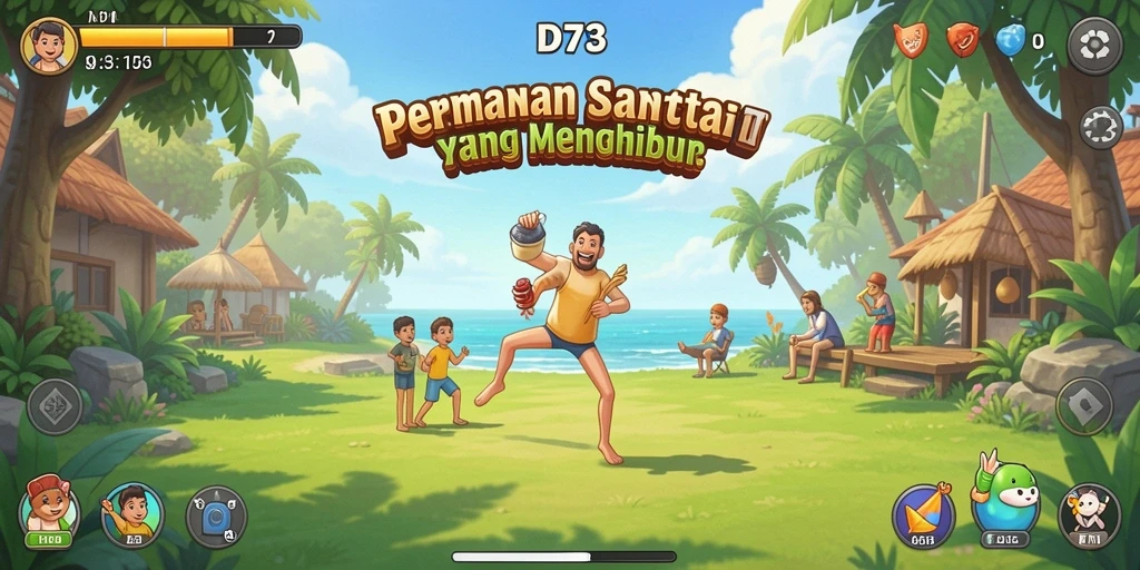 Screenshot utama D73 menampilkan gameplay yang seru dan menghibur.