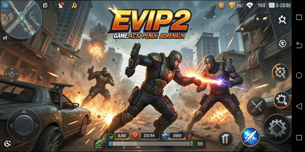 Tampilan gameplay EVIP2 yang penuh aksi dan seru.