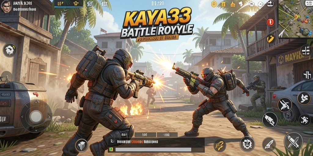 Tampilan intense dari gameplay KAYA33 dalam aksi Battle Royale.