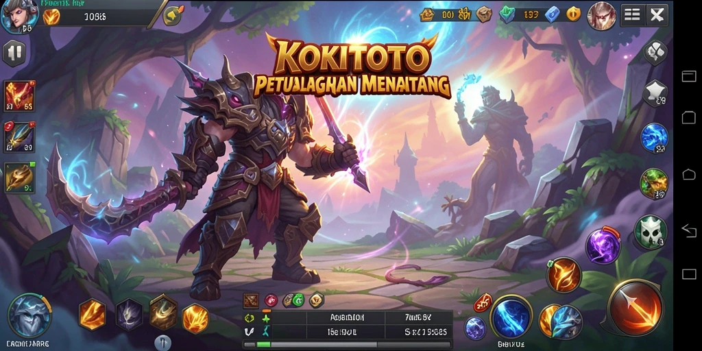 Screenshot menunjukkan aksi pertarungan intens dalam KOKITOTO ARPG.
