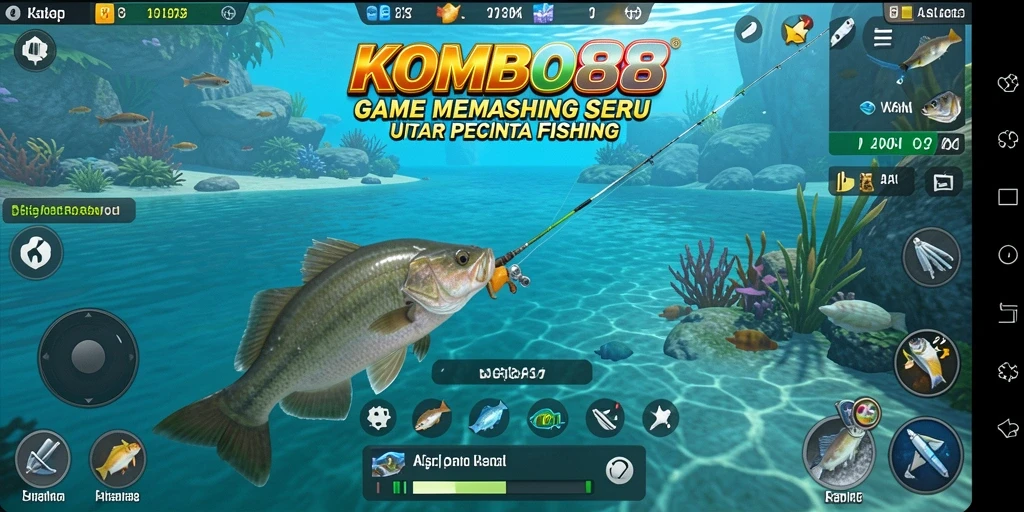 Gameplay memancing seru di KOMBO88 dengan beragam ikan.