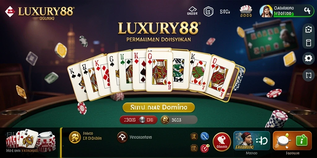 Screenshot gameplay LUXURY88 menunjukkan suasana permainan Domino yang seru.