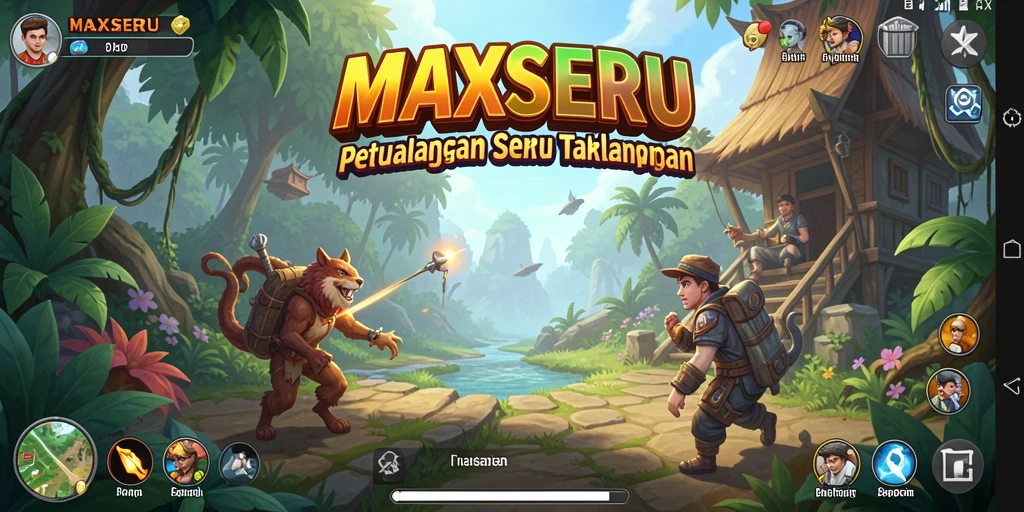 Screenshot gameplay MAXSERU menampilkan petualangan mendebarkan dan grafis yang memukau.