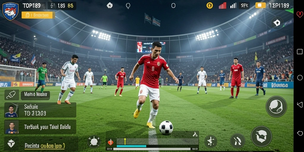 Tampilan gameplay mendalam dari TOPI189 yang memperlihatkan aksi di lapangan.