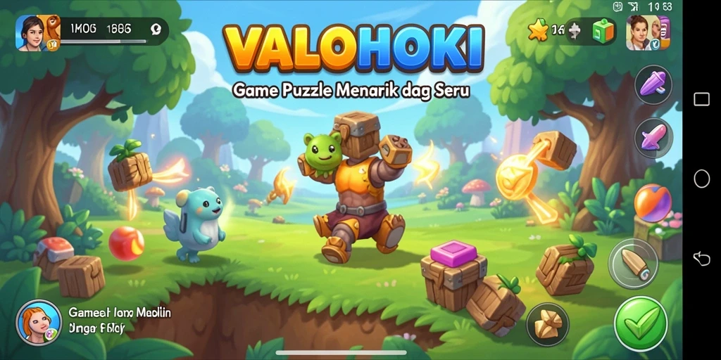 Tampilan layar VALOHOKI dengan gameplay Puzzle yang seru.